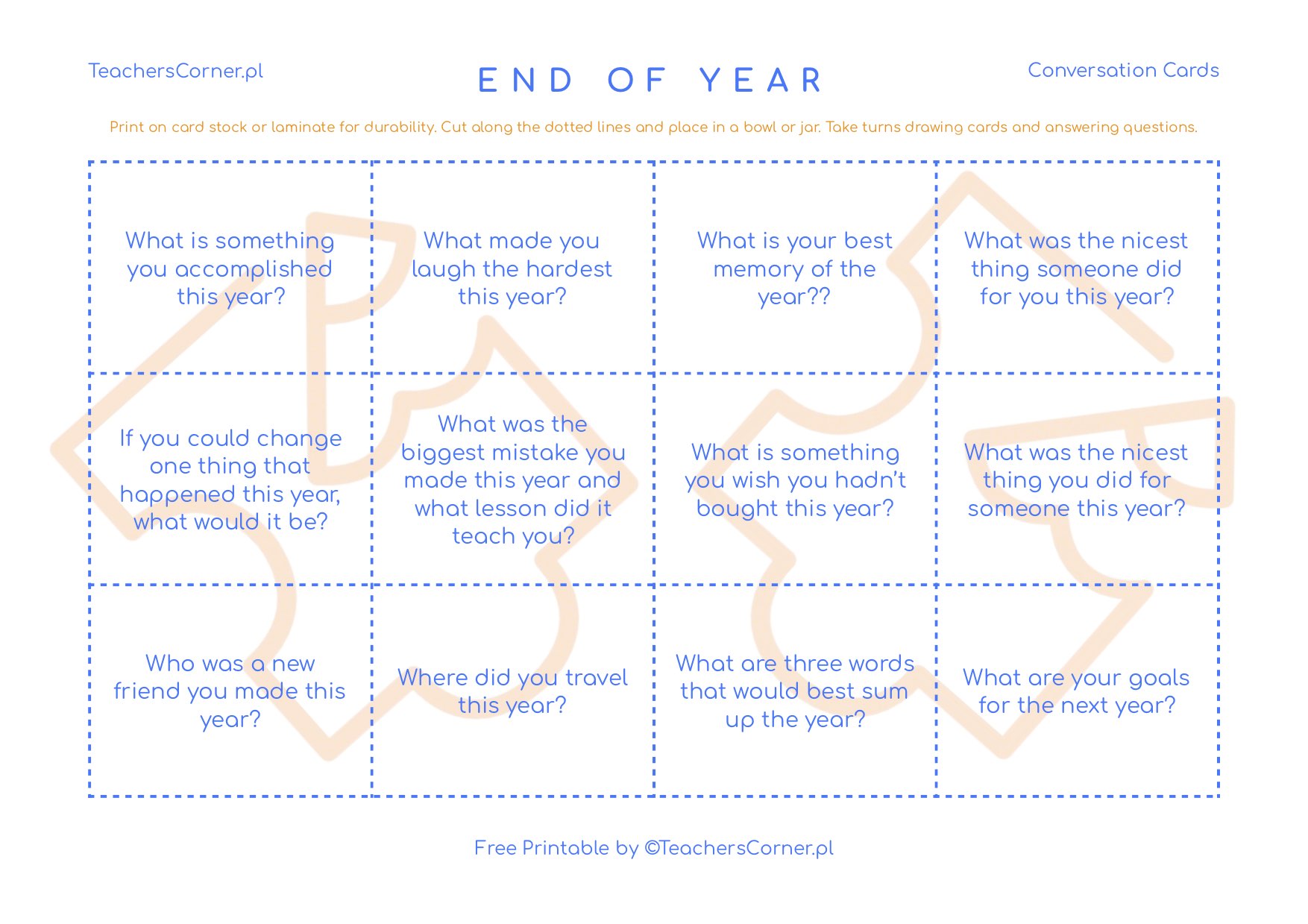 Conversation Cards - End of Year - teacherscorner.pl